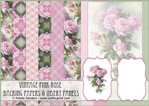 Gorgeous Vintage Pink Roses Backing Papers & Insert Panels