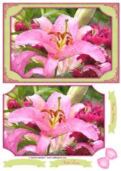 Beautiful Oriental Lily Watercolour Quick Card