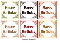 Fancy Framed Happy Birthday Toppers - Earthy Shades 2