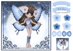 Sweet Blue Fairy 8x8 Topper & Embellishments