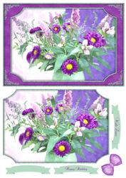 Pretty Purple Floral Display Watercolour Quick Card