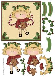Holly Angel 3D Decoupage 6x6 Card Topper