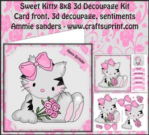 Sweet Kitty with Flowers 3D Decoupage Kit