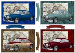 4 Vintage Car Toppers & Sentiments Banners