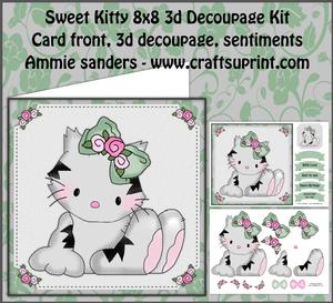 Sweet Kitty with Bow 3D Decoupage Kit