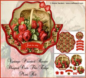Vintage Painted Roses Shaped Over the Edge Mini Kit
