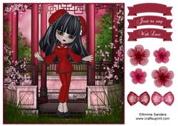 Oriental Cutie 8x8 Topper & Embellishments