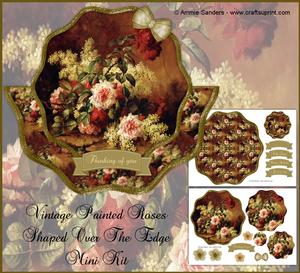 Vintage Painted Roses Shaped Over the Edge Mini Kit