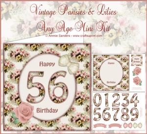Vintage Pansies & Lilies Any Age 8x8 Mini Kit