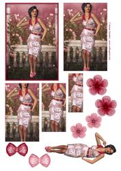 Flirty Pin-up 50's Girl Pyramid , Topper, Embellishments