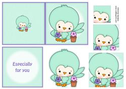 Sweet Little Green Bird 4x4 Quick Card