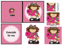 Cute Girl with Flower 4x4 Quick Card