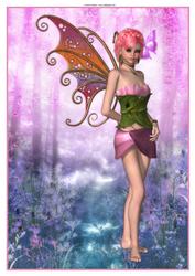 Pretty Pink Blossom Fairy A4 Topper / Card Front