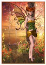 Autumn Blossom Fairy A4 Topper / Card Front