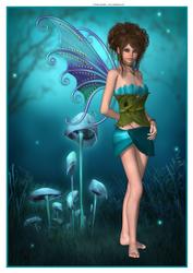 Aqua Blossom Fairy A4 Topper / Card Front