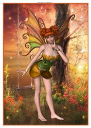 Autumn Blossom Fairy A4 Topper / Card Front