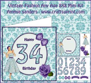 Vintage Fashion Lady Any Age 8x8 Mini Kit