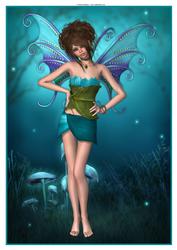 Aqua Blossom Fairy A4 Topper / Card Front