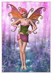 Pretty Pink Blossom Fairy A4 Topper / Card Front
