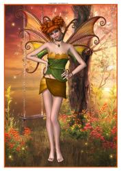Autumn Blossom Fairy A4 Topper / Card Front
