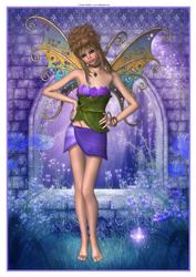 Purple Blossom Fairy A4 Topper / Card Front