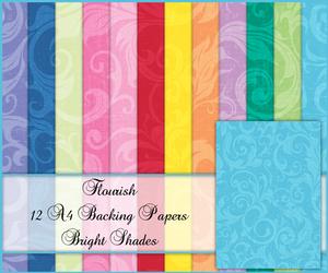 Flourish 12 A4 Backing Papers - Bright Shades