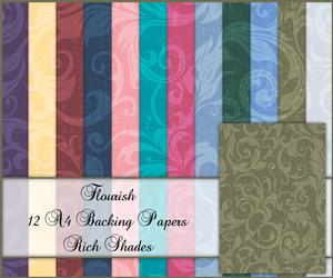 Flourish 12 A4 Backing Papers - Rich Shades