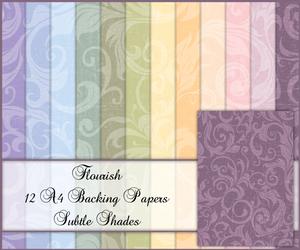 Flourish 12 A4 Backing Papers - Subtle Shades