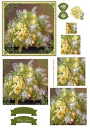 Vintage Yellow Roses Pyramid Decoupage