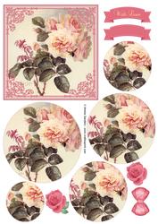 Vintage Shabby Roses Circle Pyramid Decoupage