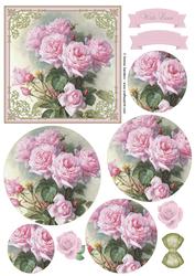 Vintage Pretty Pink Roses Circle Pyramid Decoupage
