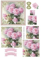 Vintage Pretty Pink Roses Pyramid Decoupage