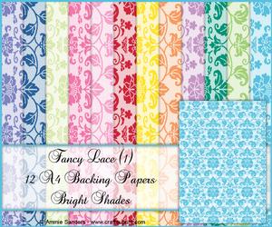 Fancy Lace 12 A4 Backing Papers - Bright Shades