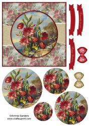 Beautiful 6x6 Torn Strip Vintage Flowers Quick Card