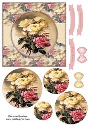 Beautiful 6x6 Torn Strip Vintage Roses Quick Card