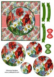 Beautiful 6x6 Torn Strip Vintage Poppies Quick Card