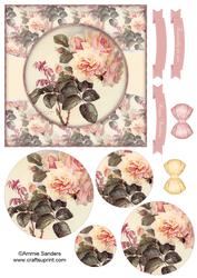 Beautiful 6x6 Torn Strip Vintage Roses Quick Card