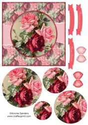 Beautiful 6x6 Torn Strip Vintage Pink Roses Quick Card