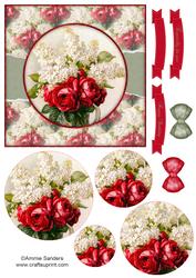 Beautiful 6x6 Torn Strip Vintage Red Roses Quick Card