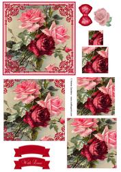 Vintage Pretty Pink & Red Roses Pyramid Decoupage