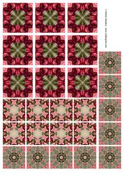 Vintage Pretty Pink & Red Roses Teabag Tiles
