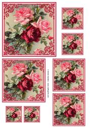 Vintage Pretty Pink & Red Roses Topper Sheet