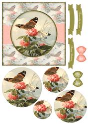 Beautiful 6x6 Torn Strip Vintage Butterfly Quick Card