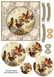 Beautiful 6x6 Torn Strip Vintage Birds Quick Card