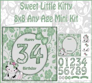 Sweet Little Kitty Any Age 8x8 Mini Kit
