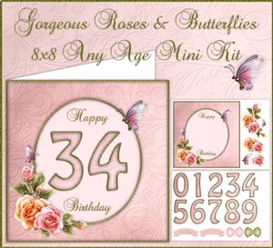 Beautiful Roses & Butterflies Any Age 8x8 Mini Kit