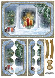 Robins at the Christmas Window Scallop Side Stacker