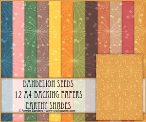 Dandelion Seeds 12 A4 Backing Papers - Earthy Shades
