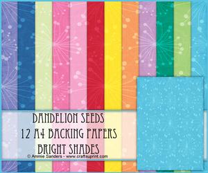 Dandelion Seeds 12 A4 Backing Papers - Bright Shades