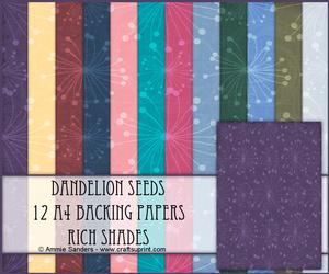 Dandelion Seeds 12 A4 Backing Papers - Rich Shades